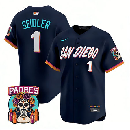 Youth San Diego Padres #1 Peter Seidler Navy 2026 City Connect Stitched Jersey