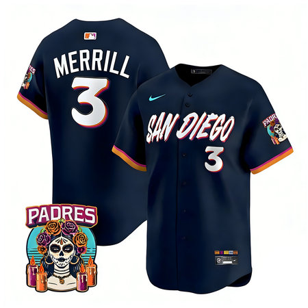 Men's San Diego Padres #3 Jackson Merrill Navy 2026 City Connect Stitched Jersey