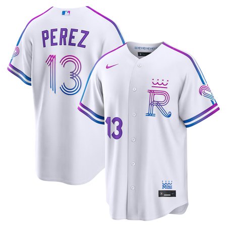 Men's Kansas City Royals #13 Salvador Perez White 2026 City Connect Stitched Jersey