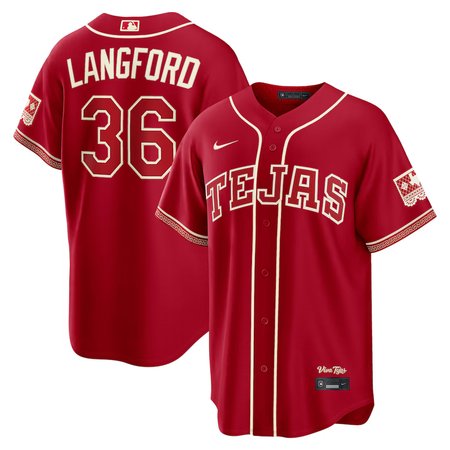 Men's Texas Rangers #36 Wyatt Langford Red 2026 City Connect Stitched Jersey