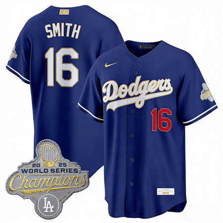 Youth Los Angeles Dodgers #16 Will Smith Royal 2026 Alternate Gold Collection Stadium Jersey