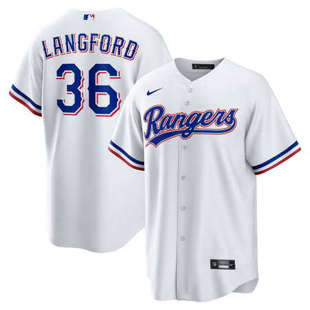 Youth Texas Rangers #36 Wyatt Langford Nike White Home Replica Jersey