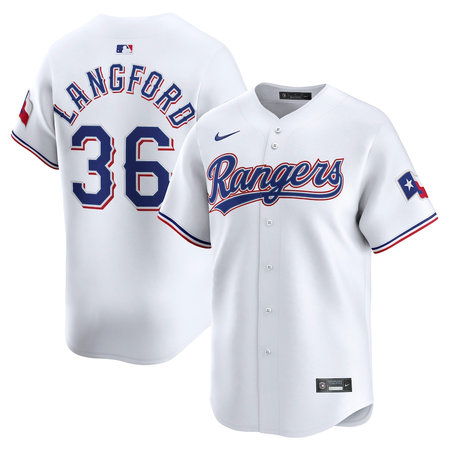 Youth Texas Rangers #36 Wyatt Langford Nike White Home Limited Player Jersey