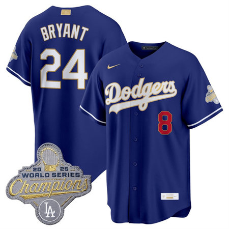 Youth Los Angeles Dodgers #24 Kobe Bryant Royal 2026 Alternate Gold Collection Stadium Jersey