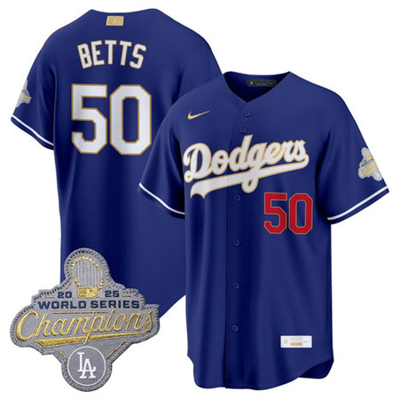Youth Los Angeles Dodgers #50 Mookie Betts Royal 2026 Alternate Gold Collection Stadium Jersey