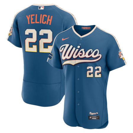 Youth Milwaukee Brewers #22 Christian Yelich Nike Mineral Blue 2026 City Connect Authentic Sponsor Patch Jersey