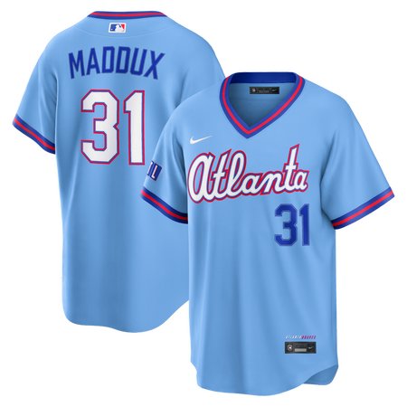 Youth Atlanta Braves #31 Greg Maddux Nike Powder Blue 2026 City Connect Stadium Jersey