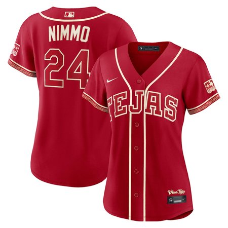 Women's Texas Rangers #24 Brandon Nimmo Nike Red 2026 City Connect Stadium Jerse