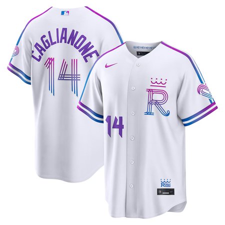 Youth Kansas City Royals #14 Jac Caglianone Nike White 2026 City Connect Stadium Jersey