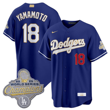 Youth Los Angeles Dodgers #18 Yoshinobu Yamamoto Royal 2026 Alternate Gold Collection Stadium Jersey