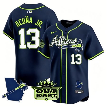 Men's Atlanta Braves #13 Ronald Acuna Jr. Navy Atliens Vapor Premier Limited Jersey