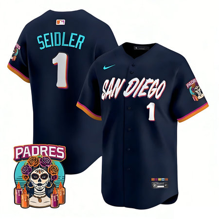 Youth San Diego Padres #1 Peter Seidler Navy 2026 City Connect Stitched Jersey-Button Up
