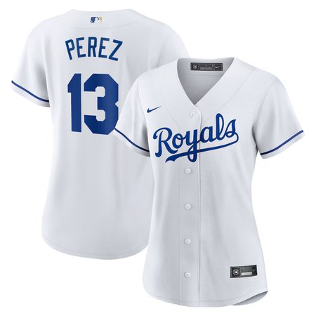 Women's Kansas City Royals #13 Salvador Perez Nike White Home Replica Player Jersey