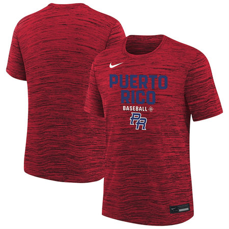 Men's Puerto Rico Baseball Red 2026 World Baseball Classic Velocity Dri-FIT T-Shirt