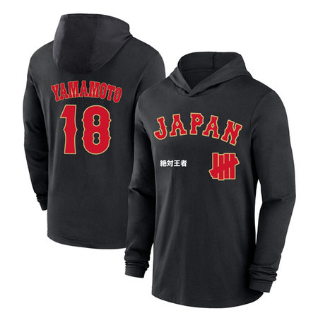 Men's Japan Baseball #18 Yoshinobu Yamamoto Black 2026 World Baseball Classic Club Hoodie