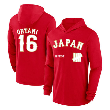 Men's Japan Baseball #16 Shohei Ohtani Red 2026 World Baseball Classic Club Hoodie