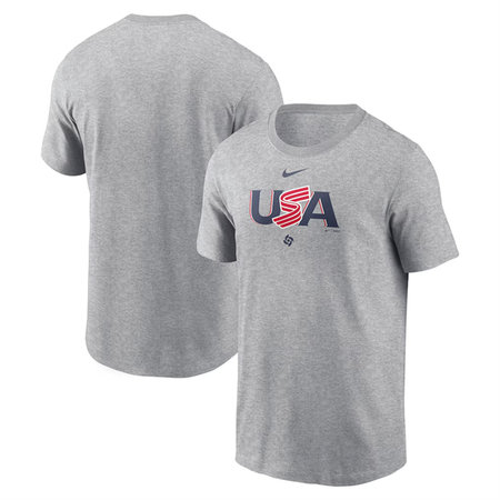 Men's USA Baseball Heather Gray World Baseball Classic Wordmark T-Shirt
