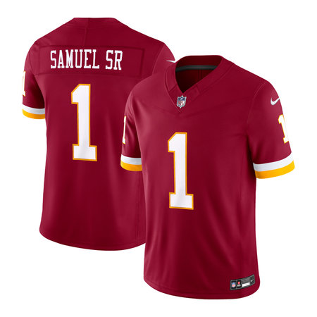 Men's Washington Commanders #1 Deebo Samuel Sr Nike Burgundy Vapor F.U.S.E. Sewn Down Limited Jersey
