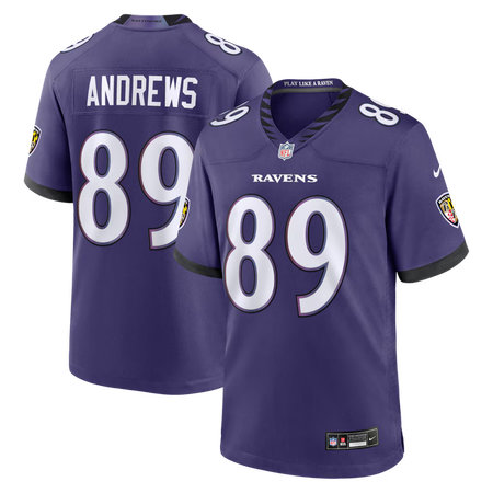 Men's Baltimore Ravens #89 Mark Andrews Nike Purple Team Game Jersey