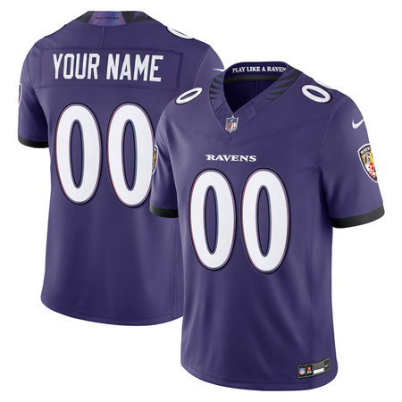 Youth Baltimore Ravens Nike Purple Vapor F.U.S.E. Sewn Down Limited Custom Jersey