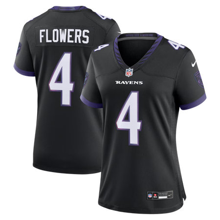 Women's Baltimore Ravens #4 Zay Flowers Nike Black Alternate Game Jersey