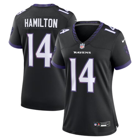 Women's Baltimore Ravens #14 Kyle Hamilton Nike Black Alternate Game Jersey