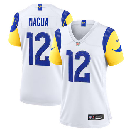 Women's Los Angeles Rams #12 Puka Nacua Nike White Game Jersey