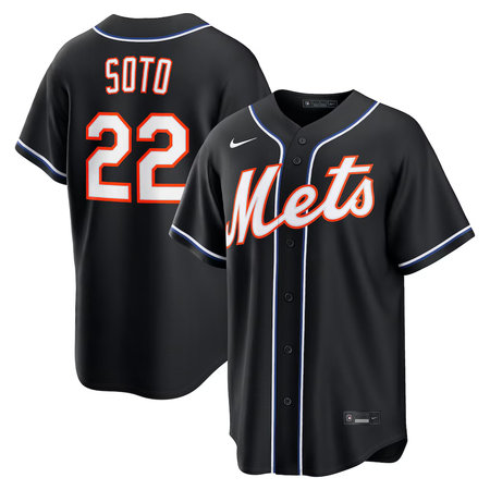 Men's New York Mets #22 Juan Soto Nike Fashion Replica Black Out Jersey