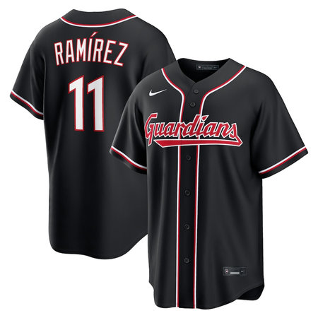 Youth Cleveland Guardians #11 Jose Ramirez Nike Fashion Replica Black Out Jersey