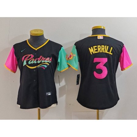 Youth San Diego Padres #3 Jackson Merrill Black City Connect Stitched Baseball Jersey