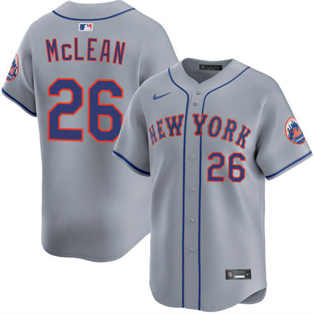 Youth New York Mets #26 Nolan McLean 2026 Grey Limited Stitched Baseball Jersey