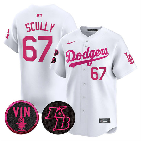 Men's Los Angeles Dodgers #67 Vin Scully White 2026 Mother's Day Vapor Premier Limited Stitched Baseball Jersey