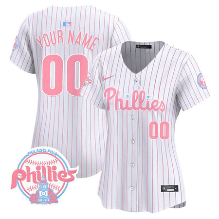 Women's Philadelphia Phillies Bubblegum White Pinstripe Vapor Premier Limited Custom Jersey