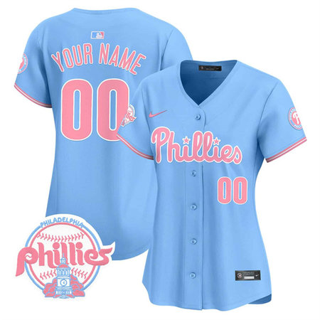 Women's Philadelphia Phillies Bubblegum Light Blue Vapor Premier Limited Custom Jersey