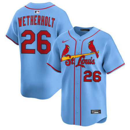 Youth St. Louis Cardinals #26 JJ Wetherholt Light Blue Alternate Limited Stitched Baseball Jersey