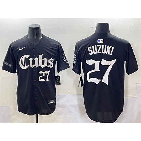 Youth Chicago Cubs #27 Seiya Suzuki Black "Gothic North Side Edition" Vapor Premier Limited Stitched Baseball Jersey