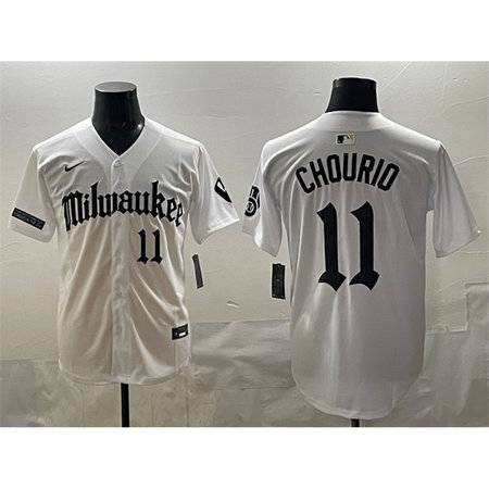 Youth Milwaukee Brewers #11 Jackson Chourio White "Gothic 414 Shadows Edition" Vapor Premier Limited Stitched Jersey