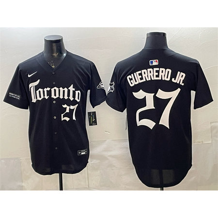Youth Toronto Blue Jays #27 Vladimir Guerrero Jr. Black Gothic North Edition Limited Stitched Baseball Jersey