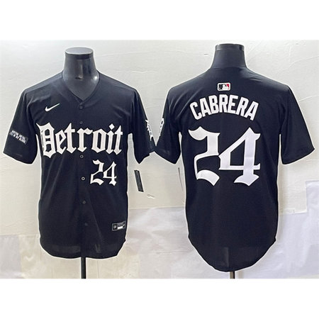 Youth Detroit Tigers #24 Miguel Cabrera Black "Motor Gothic Edition" Vapor Premier Limited Stitched Baseball Jersey