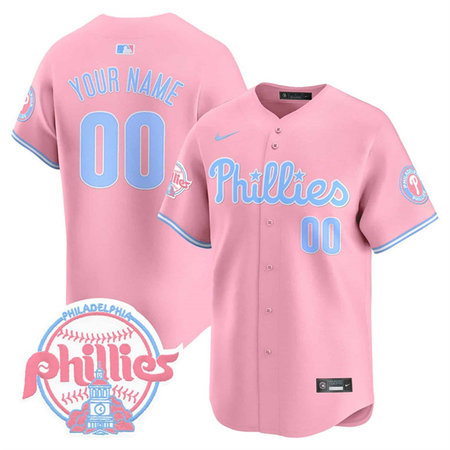 Youth Philadelphia Phillies Bubblegum Pink Vapor Premier Limited Stitched Custom Jersey