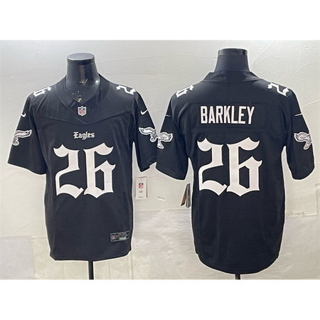 Men's Philadelphia Eagles #26 Saquon Barkley Black 2025 F.U.S.E. "Gothic Philly Edition" Vapor Limited Stitched Football Jersey