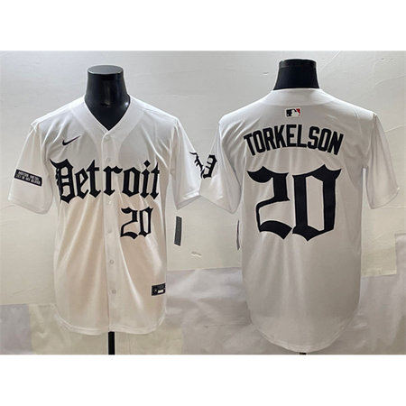 Youth Detroit Tigers #20 Spencer Torkelson White "Motor Gothic Edition" Vapor Premier Limited Stitched Baseball Jersey