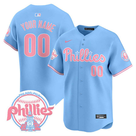 Youth Philadelphia Phillies Bubblegum Light Blue Vapor Premier Limited Stitched Custom Jersey