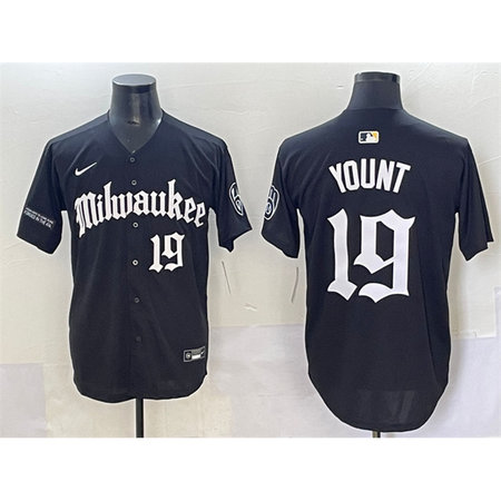 Youth Milwaukee Brewers #19 Robin Yount Black "Gothic 414 Shadows Edition" Vapor Premier Limited Stitched Jersey