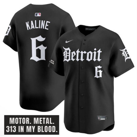 Youth Detroit Tigers #6 Al Kaline Black "Motor Gothic Edition" Vapor Premier Limited Stitched Baseball Jersey