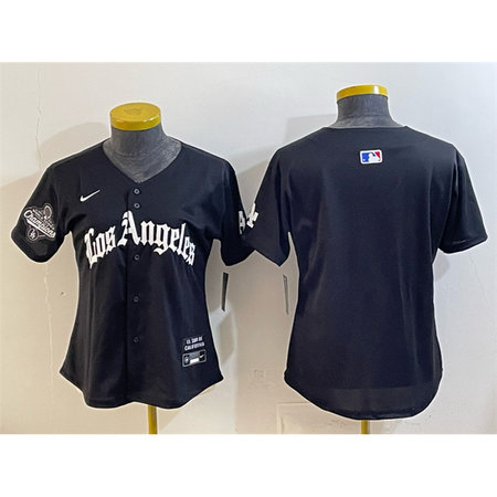 Women's Los Angeles Dodgers Black 2025 World Series Champions LA Gothic Edition Limited Stitched Baseball Jersey