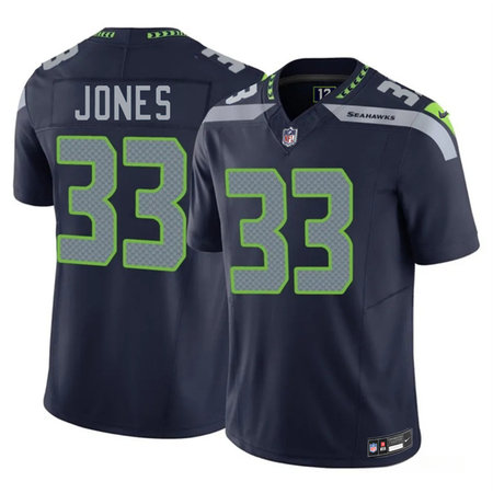 Men's Seattle Seahawks #33 Velus Jones Navy 2026 F.U.S.E. Vapor Untouchable Limited Stitched Football Jersey