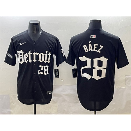 Youth Detroit Tigers #28 Javier Baez Black "Motor Gothic Edition" Vapor Premier Limited Stitched Baseball Jersey