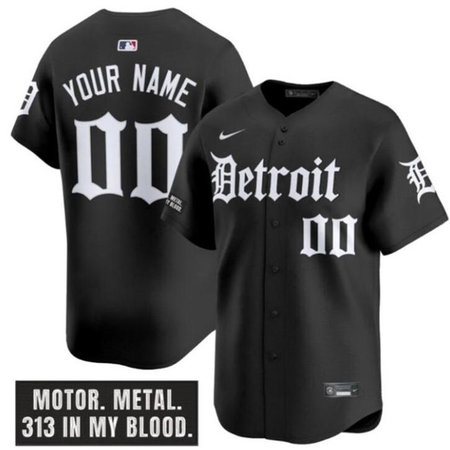 Youth Detroit Tigers Black "Motor Gothic Edition" Vapor Premier Limited Stitched Baseball Custom Jersey