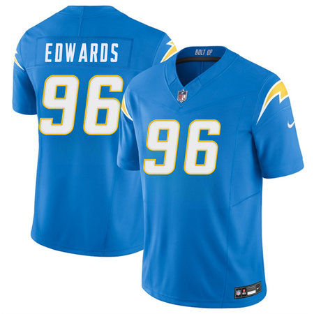 Men's Los Angeles Chargers #96 TeRah Edwards Blue 2026 F.U.S.E. Vapor Limited Stitched Football Jersey